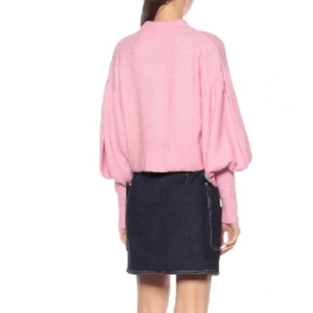 Baum Und Pferdgarten Pink Alpaca Wool Blend Coline Cropped Puff Sleeve Sweater - Picture 2 of 9